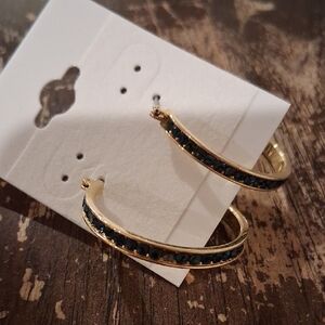 Elegant Gold and Blue Hoop Earrings